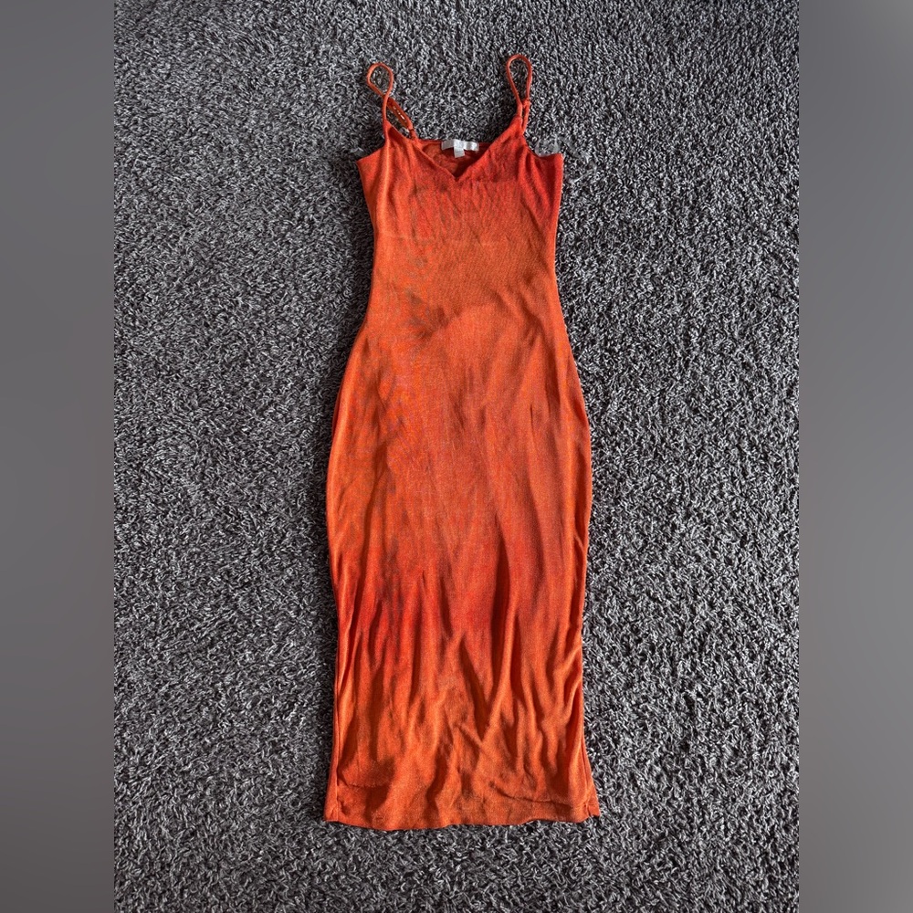 Elegant Orange Sleeveless Dress